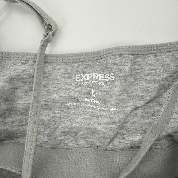 EXPRESS Lace Trim Bra Cami Tank Top Size M Grey Stretch Romantic Preppy Y2K - Picture 4 of 6